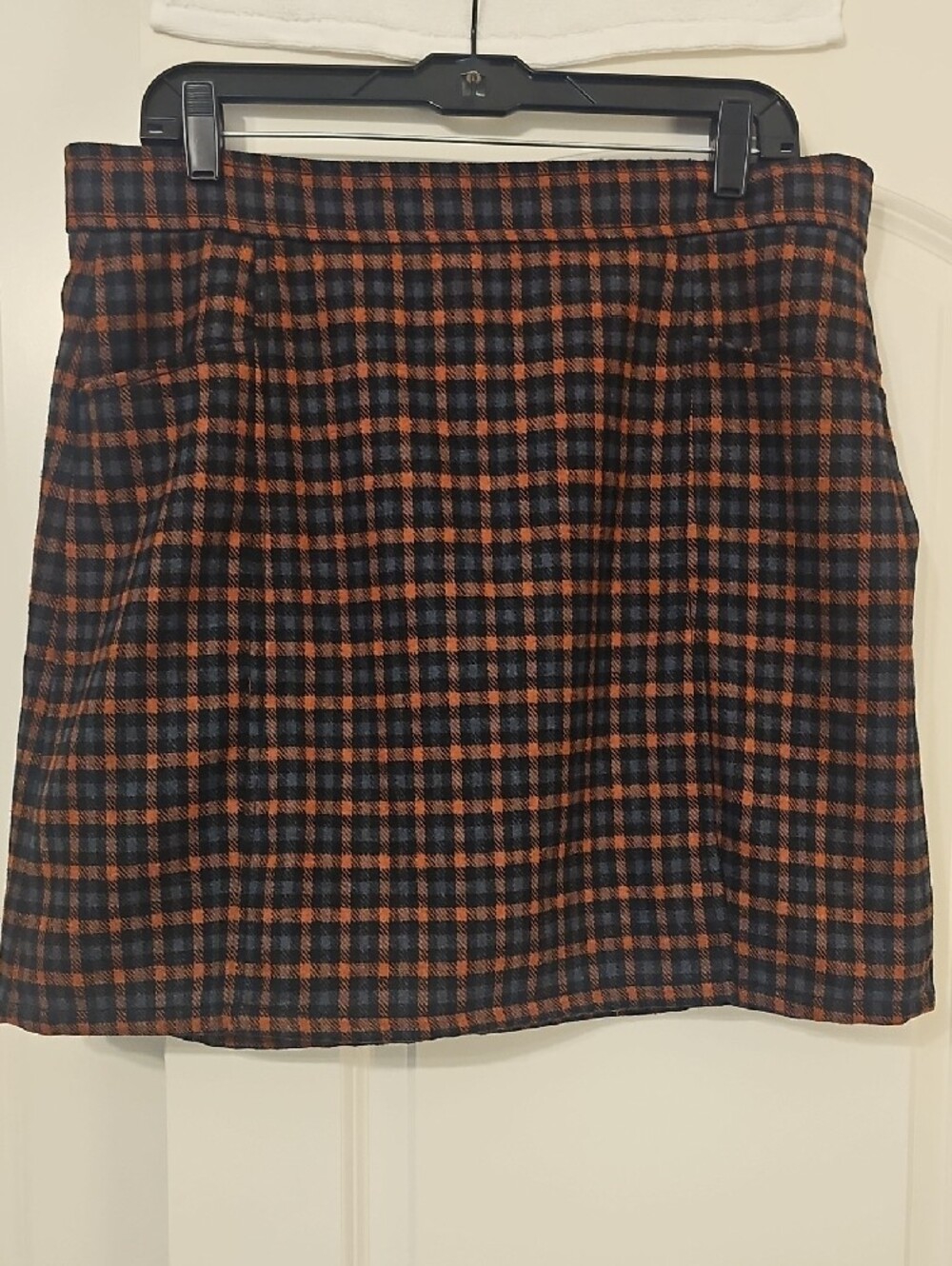 LOFT Black and Orange Plaid Mini Pleated Skirt